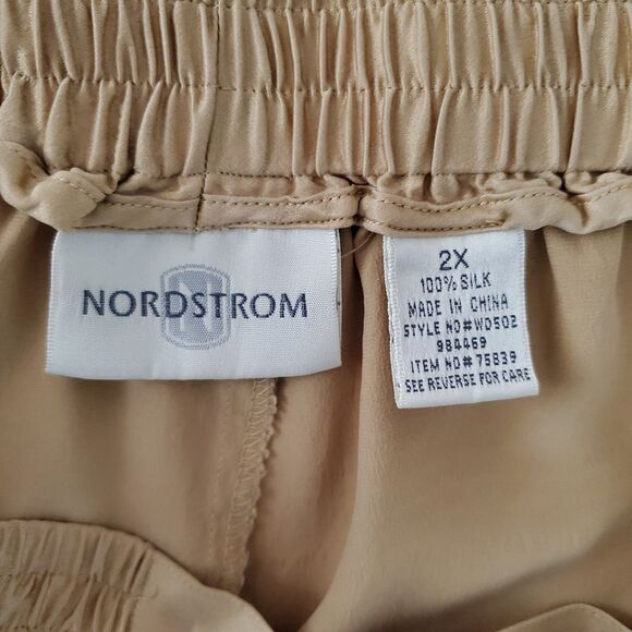 Nordstrom Silk Champagne Gold Wide-Leg Pants Plus Sz 2X Old Money Coquette - Picture 11 of 12